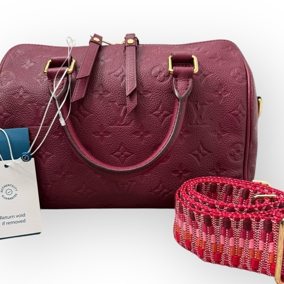 (SOLD) LOUIS VUITTON Empreinte Speedy Bandouliere 25 Two-Way Bag w/COA, Aurore - Picture 14 of 16
